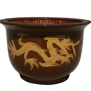 龙缸花盆粗陶均釉缸大型铁树茶树落地盆陶瓷花卉绿植盆栽种树龙缸