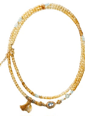 黄水晶天然水晶项链十二星座