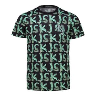 SK户外短袖针织体恤衫男款修身印花打底上衣服圆领100%全棉夏季tT