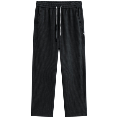 【商场同款】太平鸟男装 黑色肌理提花抽绳卫裤休闲裤男B1GMF4459