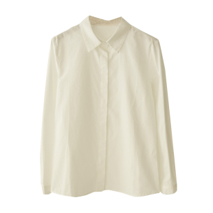 启程 秋季新款基础款修身直筒纯棉长袖职业装打底白衬衫女工作服