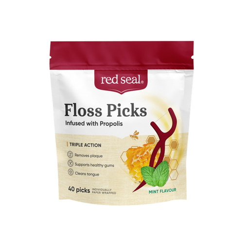 redseal红印独立牙线棒超细蜂胶薄荷味清洁便携牙签线家庭装40支