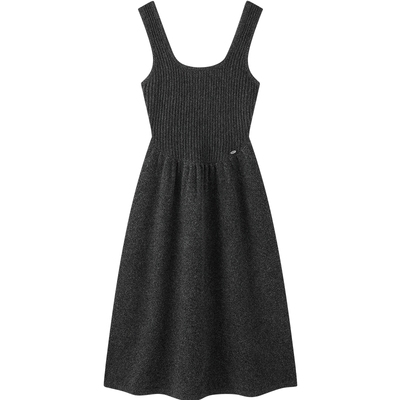 乐町花绒纱线背心毛针织连衣裙女装2025年冬季新款长款好搭裙子