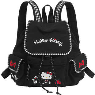 TOUTOUhellokitty凯蒂猫刺绣双肩包多口袋轻便大容量通勤旅行背包