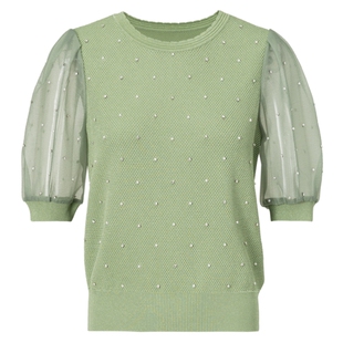 【商场同款】La Koradior拉珂蒂女时尚夏季新款光泽钉珠优雅小衫