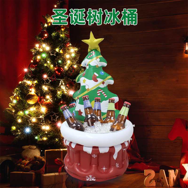 圣诞树冰吧饮料冷却冰冰储存圣诞节桶装饰节日桶冰充气饮料吧户外