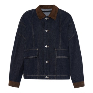 MOUSSY 冬季新品复古丹宁风撞色休闲牛仔外套女028IAB10-1004