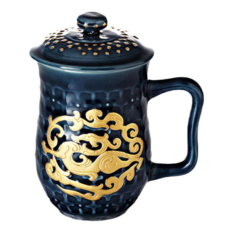 乾唐轩活瓷势在必得鎏金陶瓷茶杯