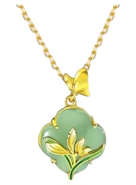 新款和田玉玉兰花情人节项链