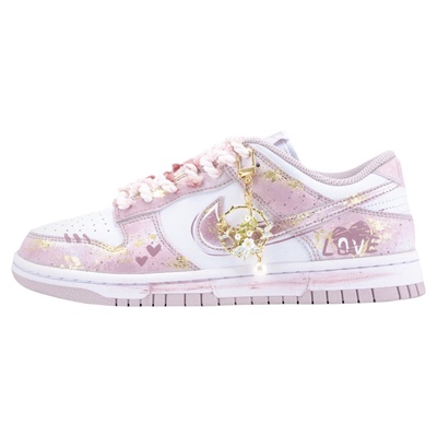 【定制球鞋】NikeDunk金桂落樱泼墨鎏金少女感高级百搭板鞋女粉金