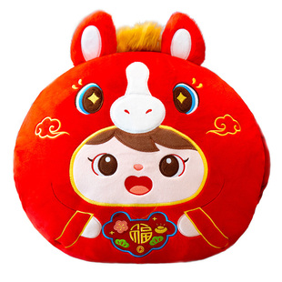 可爱小马暖手抱枕插手马年吉祥物公仔玩偶暖手宝娃娃实用新年礼物