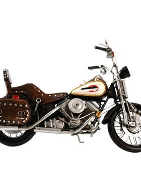 复古工业风铁艺摩托车装饰摆件