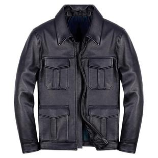 新款真皮皮衣男士头层牛皮M65猎装多口袋休闲外套短款翻领皮夹克