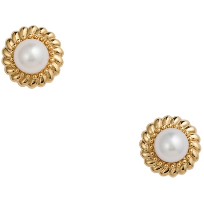 agete/阿卡朵【Romias】复古款淡水珍珠925银耳钉