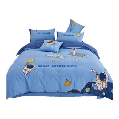 全棉磨毛儿童卡通刺绣保暖四件套