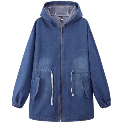 春秋新款大码牛仔外套收腰显瘦