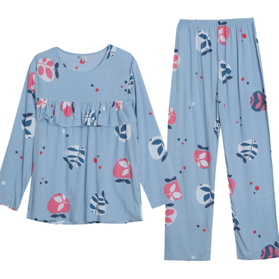 荷叶边免胸垫舒适透气睡衣