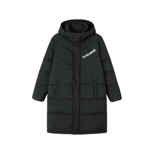 乐卡克男女同款保暖可拆卸轻盈舒适百搭连帽长款羽绒服情侣款