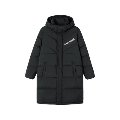 乐卡克法国公鸡连帽长款羽绒服