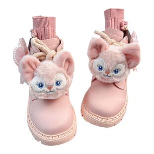 粉色马丁靴女童走秀靴子春秋款鞋子秋款2025新款冬天防水鞋子短靴