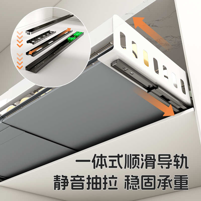 厨房碗盘收纳架碗碟拉篮抽屉式置物架橱柜内沥水抽拉碗篮内置碗架