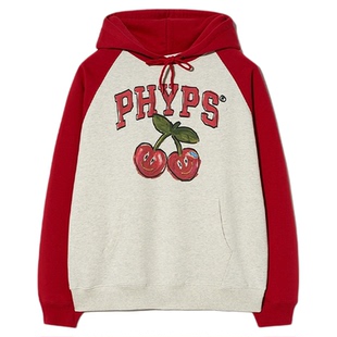 PHYPS韩国女士春季新款好看流行可爱休闲樱桃连帽衫MUSINSA
