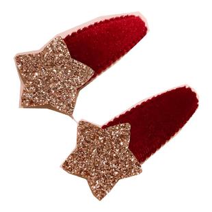 可爱发卡儿童发饰新年星星发夹宝宝女童BB夹丝绒公主对夹刘海头饰