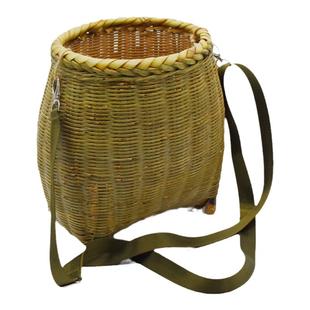 手工精编鱼篓采摘茶叶篓大竹篮全青皮泥鳅竹编水果筐精品舞蹈道具