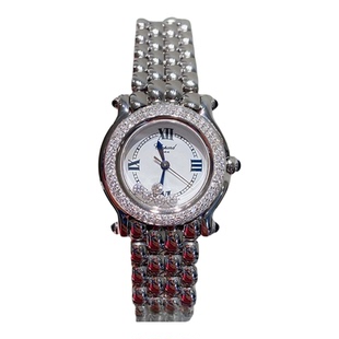 【自营】中古98新Chopard萧邦快乐钻白盘精钢腕表女时尚手表礼物