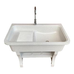 石英石洗衣池阳台家用台盆一体洗衣柜台带搓衣大理石室外庭院水槽