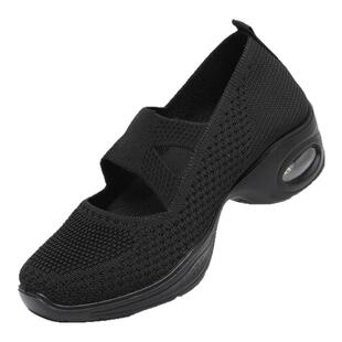 透气飞织面舞蹈鞋女工作鞋软底气垫妈妈鞋老北京布鞋女广场跳舞鞋