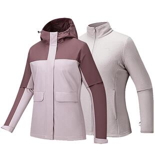 安踏抓绒内胆三合一外套女2026冬季新款夹克上衣两件套162547601