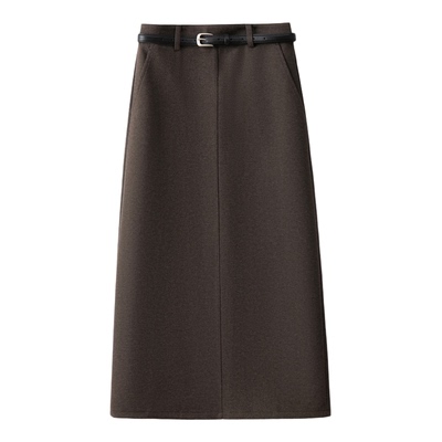 啄木鸟灰色西装半身裙女秋冬直筒包臀裙中长款高级气质a字裙子