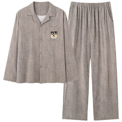 都市丽人男士纯棉睡衣长袖套装