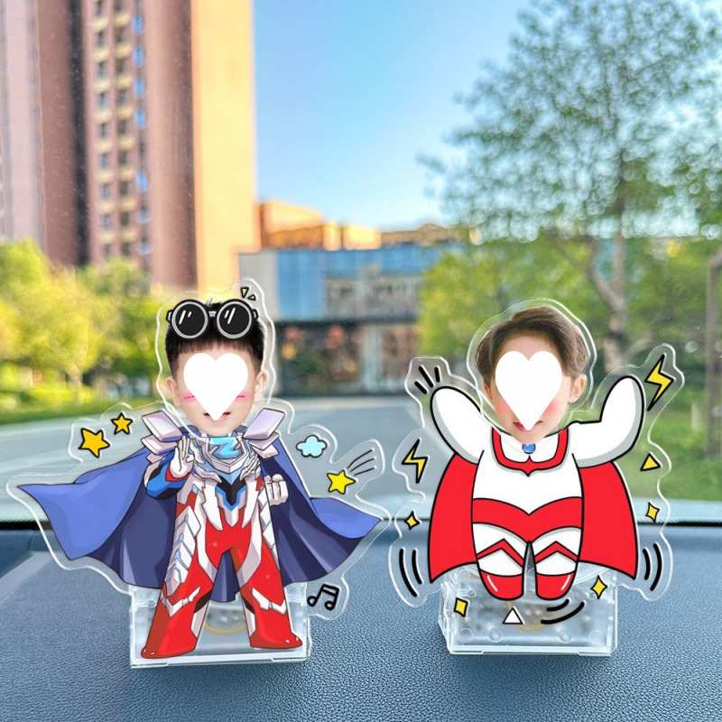 车载摇头摆件太阳能汽车摇摇头像情侣亚克力DIY宝宝照片