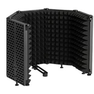 麦克风五门隔音罩防风屏 直播K歌降噪隔音棉支架防震架套装麦罩