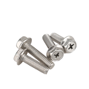 十字法兰螺丝新品304不锈钢外六角法兰防滑螺栓M4-M6六角带垫螺钉