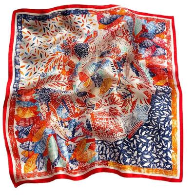 100%真丝桑蚕丝丝巾小方巾女百搭新款洋气时尚围巾领巾高档冬季