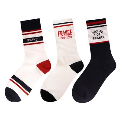 足球迷复古拼色中筒纯棉袜透气