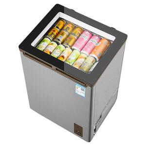 新款一级节能小冰柜小型冷冻冷藏一体冷柜家用透明可视玻璃省电