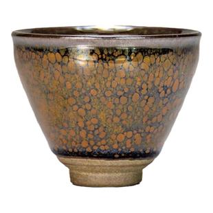 天福茗茶彼物 建阳建盏主人杯茶杯原矿铁胎釉百花油滴金鹧鸪建盏