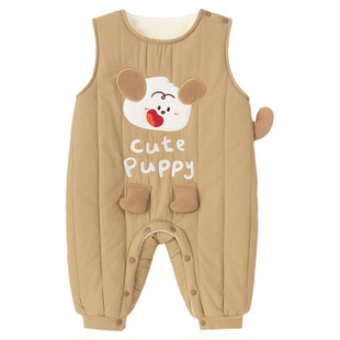 嘟嘟家宝宝连体衣秋冬加绒婴儿开档背带裤冬款加厚新生儿哈服冬装