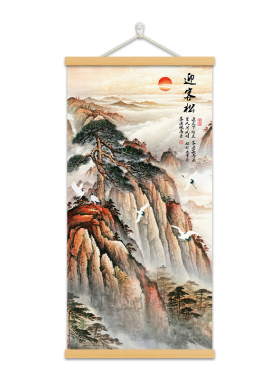 玄关入户实木布艺挂画客厅壁画