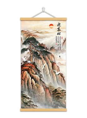 玄关入户实木布艺挂画客厅壁画