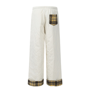 期望Studio格子拼接棉裤男女冬季休闲裤加绒加厚裤子滑雪裤防风裤
