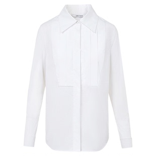 朗姿白色通勤衬衫女可拆卸领带OL职场上衣女士2025年冬季新款