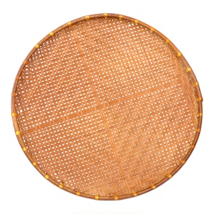 竹编簸箕手工编织耐用圆形竹编晒盘洗菜家用晾晒中药水果篮竹制品