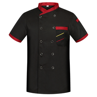 餐饮厨师服短袖夏季透气食堂厨房后厨工衣男女酒店厨师工作服长袖