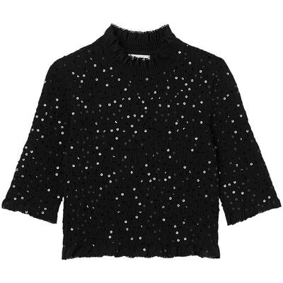 SANDRO亮片黑色针织上衣
