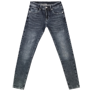 做旧蓝灰百搭经典弹力牛仔长裤男潮秋新韩版修身小脚社会青年网红